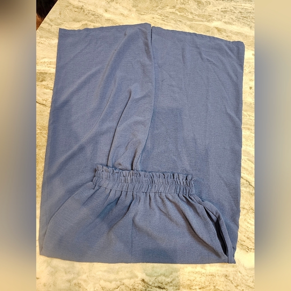 Simplee Blue Wide Leg Pants Women’s Size Small S Elastic Waist Pockets Casual